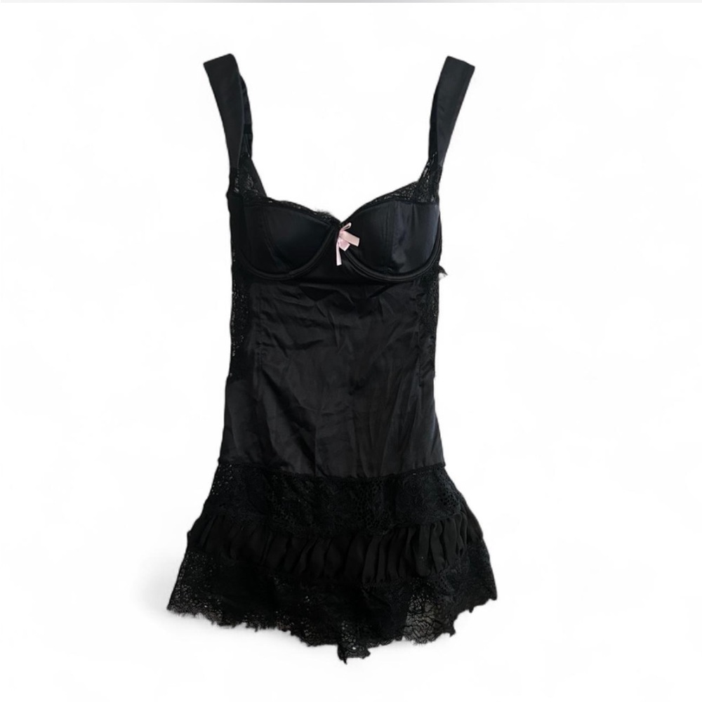Victoria's Secret Black Lace Trim Chemise